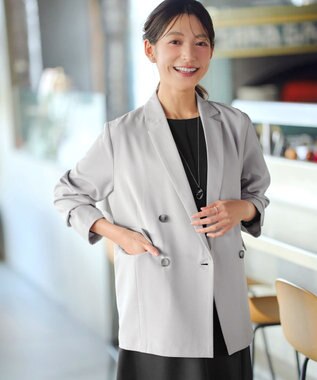 Tiaclasse L リラクシーダブルジャケット ライトグレー