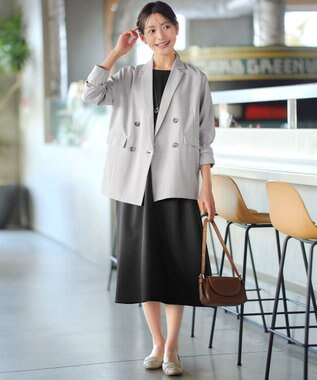 Tiaclasse L リラクシーダブルジャケット ライトグレー