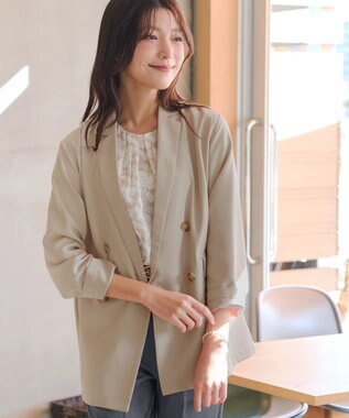 Tiaclasse L リラクシーダブルジャケット ベージュ