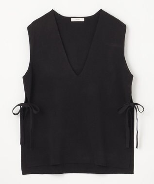 ANY L 【洗濯機可】サイドリボン ニットベスト ブラック