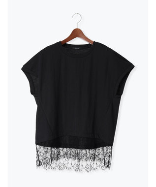 Te chichi 【接触冷感/マシンウォッシャブル】レースヘムTシャツ《2026 SUMMER LOOK item》 ブラック