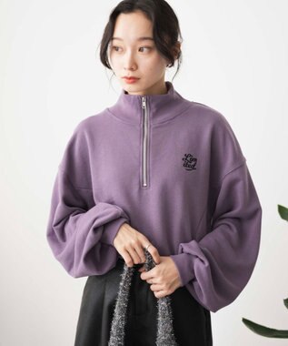 WEGO 【新色追加】ドロストデザインハーフZIPスウェット パープルその他