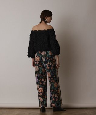 GRACE CONTINENTAL アンティークフラワープリントパンツ ブラック