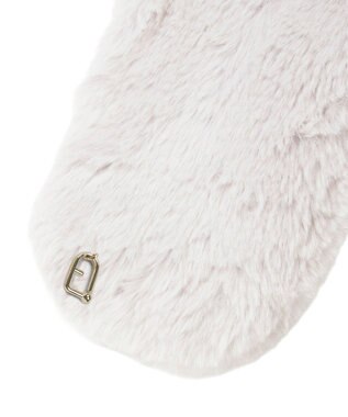 MOONBAT FURLA（フルラ）プチリボンマフラー  アーチロゴ フェイクファー ライトグレー