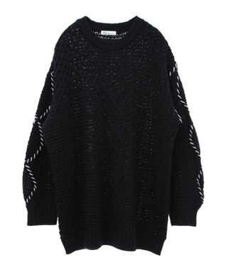 CRAFT STANDARD BOUTIQUE ハンドステッチケーブルニットチュニック Black