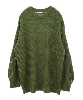 CRAFT STANDARD BOUTIQUE ハンドステッチケーブルニットチュニック Green