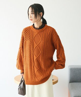 CRAFT STANDARD BOUTIQUE ハンドステッチケーブルニットチュニック Orange