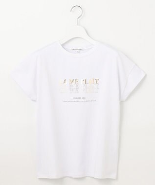 23区 L 【UVカット/洗える】CA ME PLAIT ロゴTシャツ オフ×ゴールド