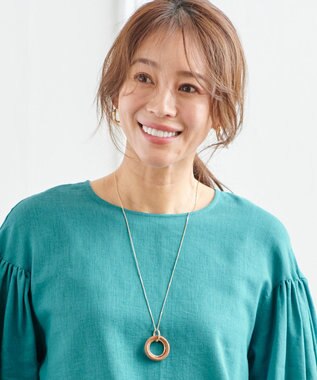 ANY ダブルリングネックレス ブラウン