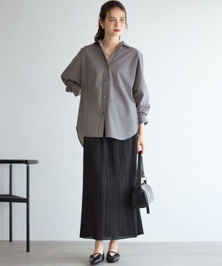 23区 【SLOW/一部店舗限定】ライトタンブラータフタ バックボタン シャツ ライトグレー系