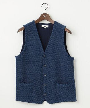 JOSEPH ABBOUD 【清涼感】洗える！ストローヤーンニット ベスト ネイビー系