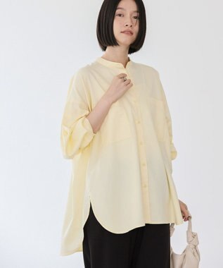 AMERICAN HOLIC イージーケアバンドカラーＷポケットロングシャツ Light Yellow