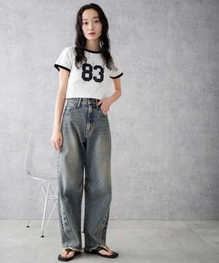 WEGO ヴィンテージウォッシュカーブデニムパンツ デニム中濃加工色