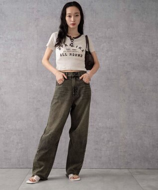 WEGO ヴィンテージウォッシュカーブデニムパンツ スミクロ