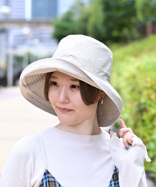 ATRENA 体感-10℃コカゲル リネンエッジアップハット ベージュ