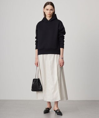 ICB L 【洗える】サテンワックスヴィンテージ フレアスカート トープ系