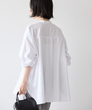 AMERICAN HOLIC イージーケアバンドカラーＷポケットロングシャツ Off White