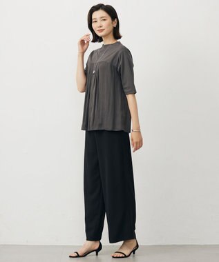 J.PRESS LADIES 【洗える・抗菌防臭・接触冷感・吸水速乾】ドライポンチ フレア カットソー スレート系