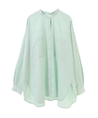 AMERICAN HOLIC イージーケアバンドカラーＷポケットロングシャツ Mint