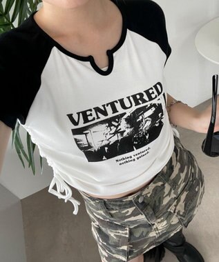 WEGO キーネックサイドレースアップちびT 柄1