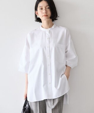 AMERICAN HOLIC イージーケアバンドカラーＷポケットロングシャツ Off White