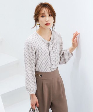 any SiS 【洗える】トロミ ボウタイ 8分袖 ブラウス