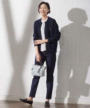 J.PRESS LADIES L 【洗える】DAILY TWEED ニット アウター ネイビー系