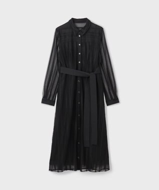 GRACE CONTINENTAL ストライプレースシャツワンピース ブラック