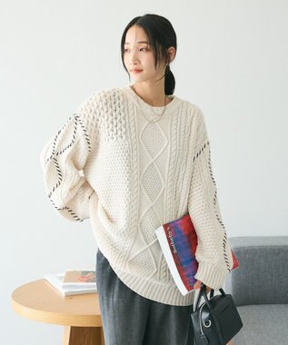 CRAFT STANDARD BOUTIQUE ハンドステッチケーブルニットチュニック Ivory