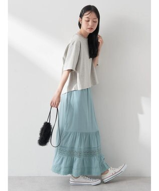 earth music&ecology バックタッククロップドＴ Gray Mixture