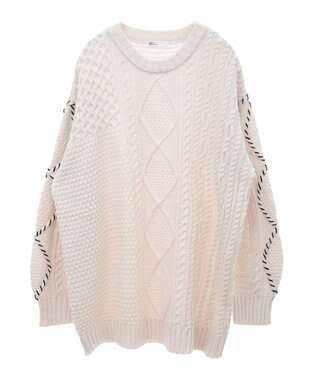 CRAFT STANDARD BOUTIQUE ハンドステッチケーブルニットチュニック Ivory