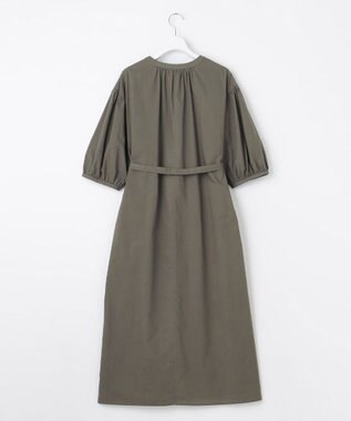 自由区 【洗える・XSサイズあり】タイプライターピースダイ ワンピース カーキ系
