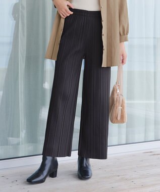 Tiaclasse 裏起毛ボックスプリーツパンツ チャコールグレー