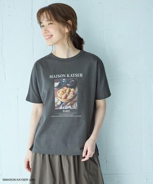 ANY 【MAISON KAYSERコラボ】フォトプリント半袖Tシャツ チャコール×バスケット
