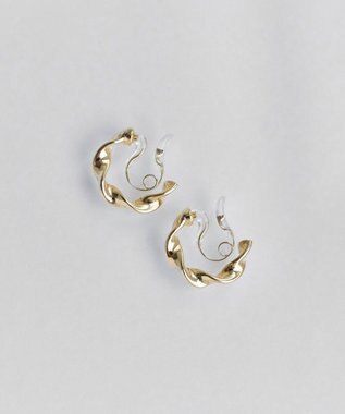 Phoebe 【金属アレルギー対応】【痛くないシリーズ】モーションメタルクリスタルループフィットイヤリング　ゴールド ゴールド