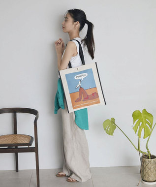 TOPKAPI 【Breath TOPKAPI】サヴィニャック × Breath TOPKAPI アート プリント フラット オーガニックキャンバス トート バッグ オレンジ