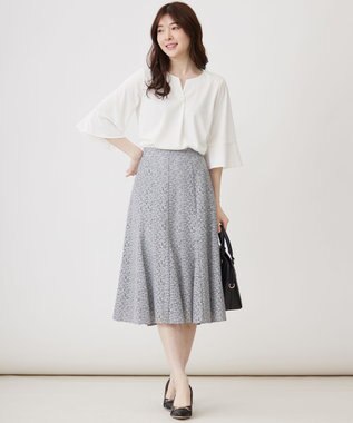 ANY SIS 【接触冷感・吸水速乾・UVケア】エアリードレープスムース 七分袖 ブラウス オフ