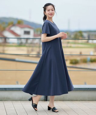 Tiaclasse L 【おのののかさん着用】冷凛(ひやりん)カノコAラインフレアワンピース ブルー