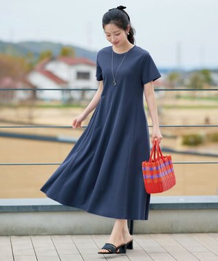 Tiaclasse L 【おのののかさん着用】冷凛(ひやりん)カノコAラインフレアワンピース ブルー