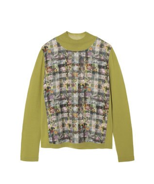 DAKS リバティプリント コンビハイネックプルオーバー グリーン