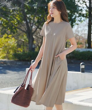 Tiaclasse L 【おのののかさん着用】冷凛(ひやりん)カノコAラインフレアワンピース ベージュ