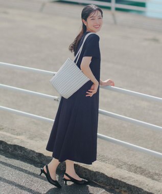 Tiaclasse L 【おのののかさん着用】冷凛(ひやりん)カノコAラインフレアワンピース ネイビー