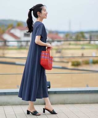 Tiaclasse L 【おのののかさん着用】冷凛(ひやりん)カノコAラインフレアワンピース ブルー