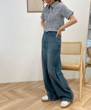 WEGO サマーデニムルーズワイドパンツ デニム中濃加工色