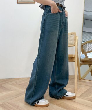 WEGO サマーデニムルーズワイドパンツ デニム中濃加工色