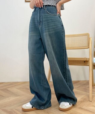 WEGO サマーデニムルーズワイドパンツ デニム中濃加工色