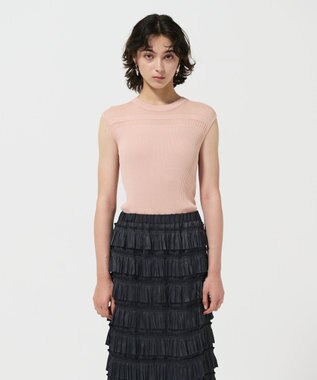 GRACE CONTINENTAL リブシアーニットトップ ピンク