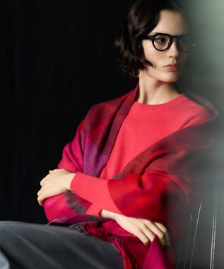 23区 【VERY掲載】カシミヤ チェック ストール レッド系