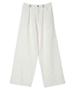 Green Parks ・ＥＬＥＮＣＡＲＥ　ＤＵＥ　ホワイトデニムタックパンツ White