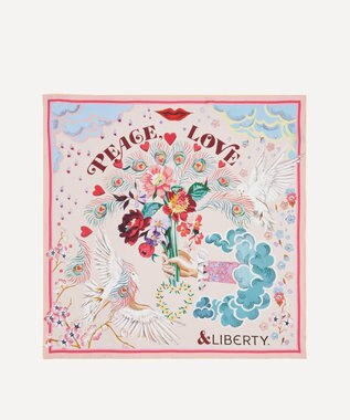 LIBERTY. ピース ラブ アンド リバティ シルクスカーフ 70 ピンク